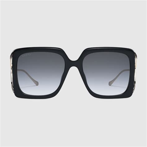 gucci 0124s|Oversized rectangular sunglasses in black injection.